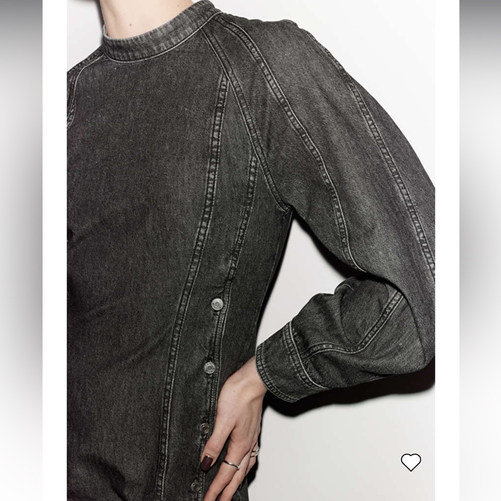 & Other Stories Mock neck denim mini dress featuring topstitched detailing. NWT